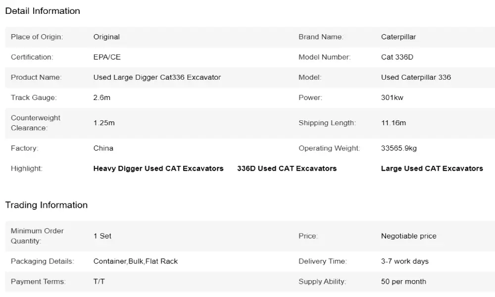 CAT 336D excavator-date