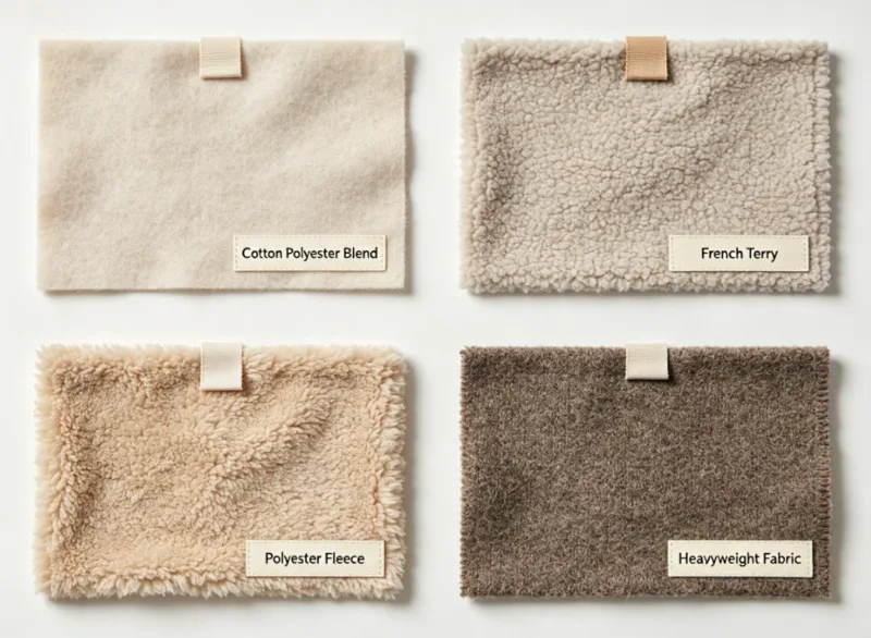 Different fabrics of hoodies