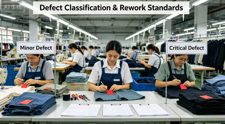 Defect classification and rework standards for garments