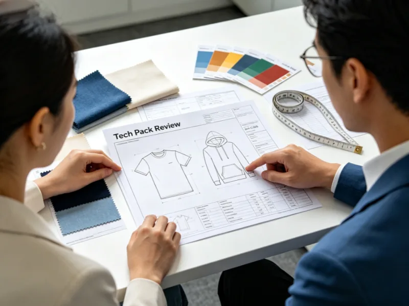 Clothing tech pack preparation for apparel sourcing