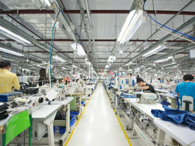 Factory workers are working