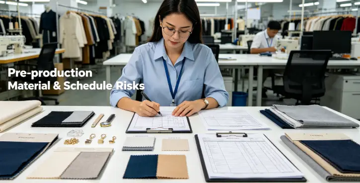 Pre-production progress management for garment orders