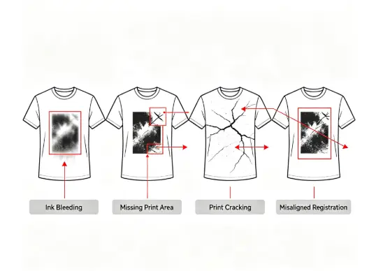Sample images of defective T-shirt prints