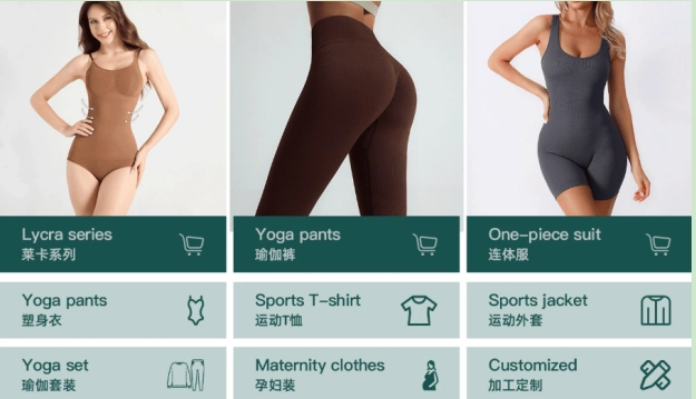 Yoga Clothing Factory Full Range Yoga Wear Product Catalog Display