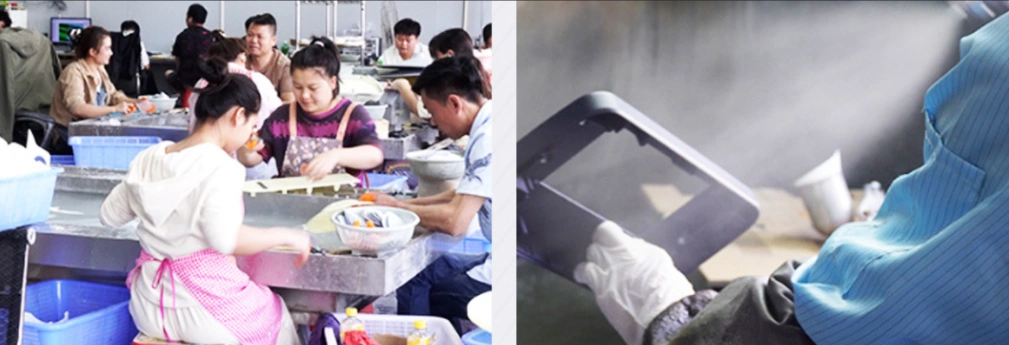 Employees at a 3D printing factory are at work