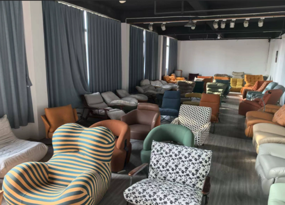 Product showcase of a compressed sofa factory