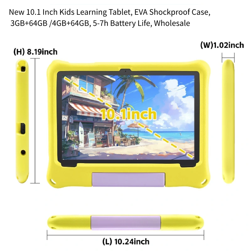 10.1″ Kids Learning Tablet With EVA Shockproof Cover, Multiple Storage Options For Export Wholesale New 10.1 Inch Kids Learning Tablet, EVA Shockproof Case, 3GB+64GB /4GB+64GB, 5-7h Battery Life, Wholesale