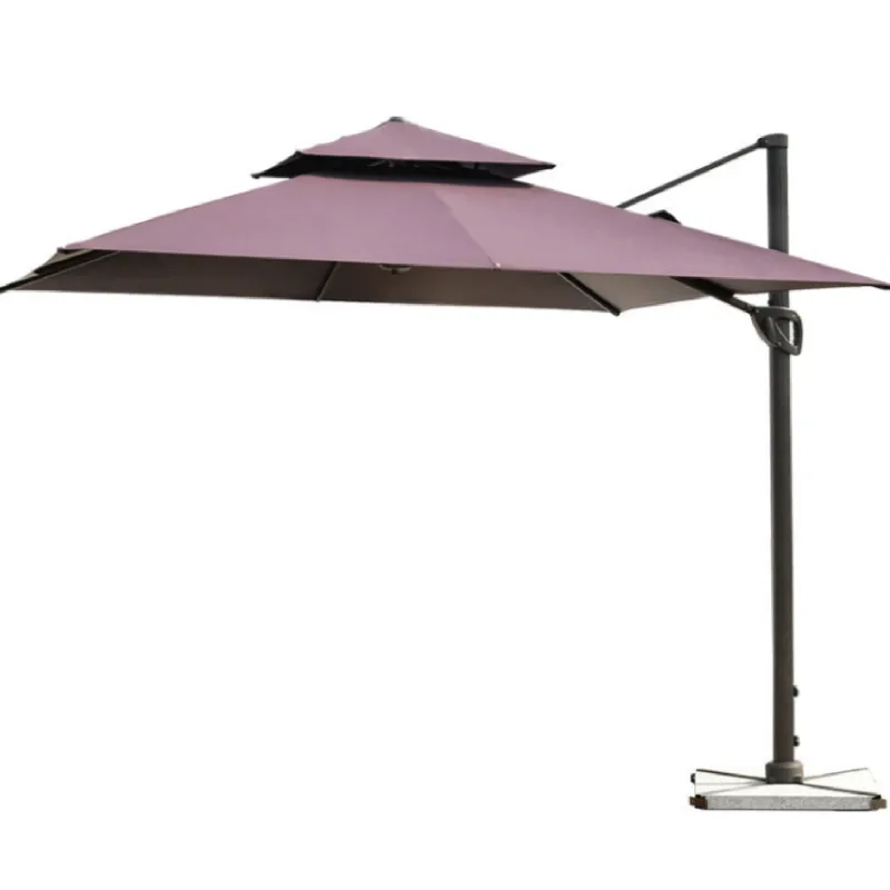 2.5m Square Cantilever Garden Umbrella, 80mm Heavy Duty Aluminum Pole, Windproof Rustproof Sun Shade with 140lb Marble Base, Custom Canopy & Pole Color B2B Supply 2.5m Square Double Top Cantilever Patio Umbrella, 80mm Thick Aluminum Pole, Outdoor Parasol with Marble Base, Custom Color Wholesale