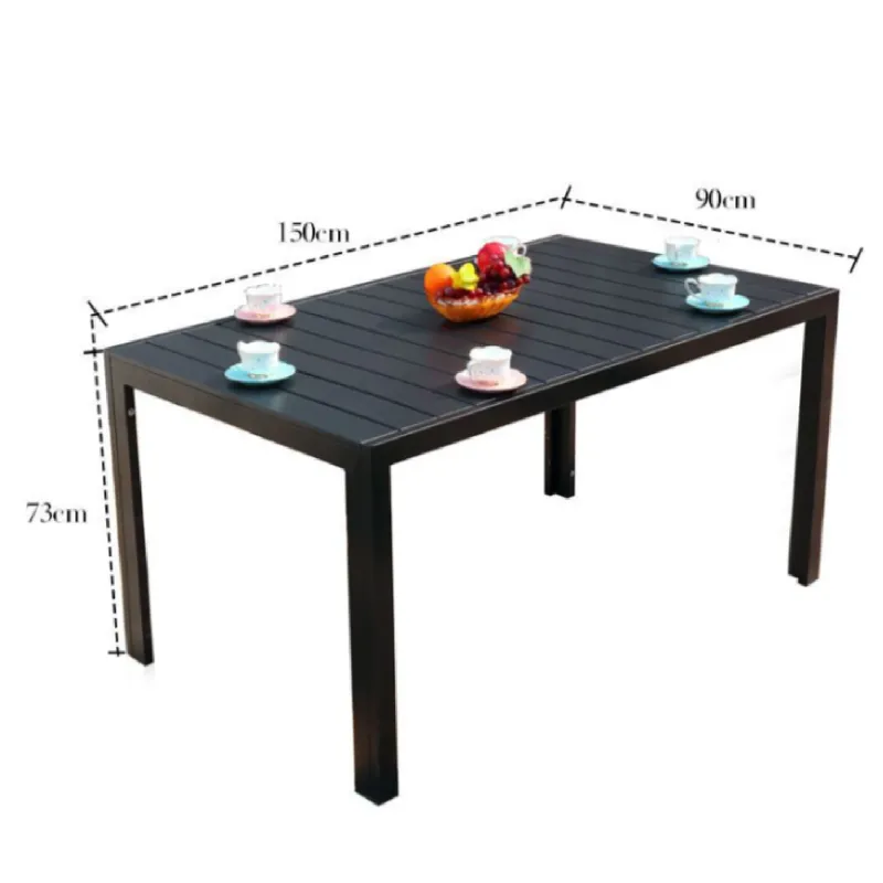 Horizontal Slat WPC Outdoor Rectangular Table 150_90_73cm, Aluminum Patio Table for Cafe, Garden B2B Supply Horizontal Slat Outdoor Rectangular Table 150*90*73cm, Aluminum Frame WPC Tabletop Patio Dining Table Wholesale