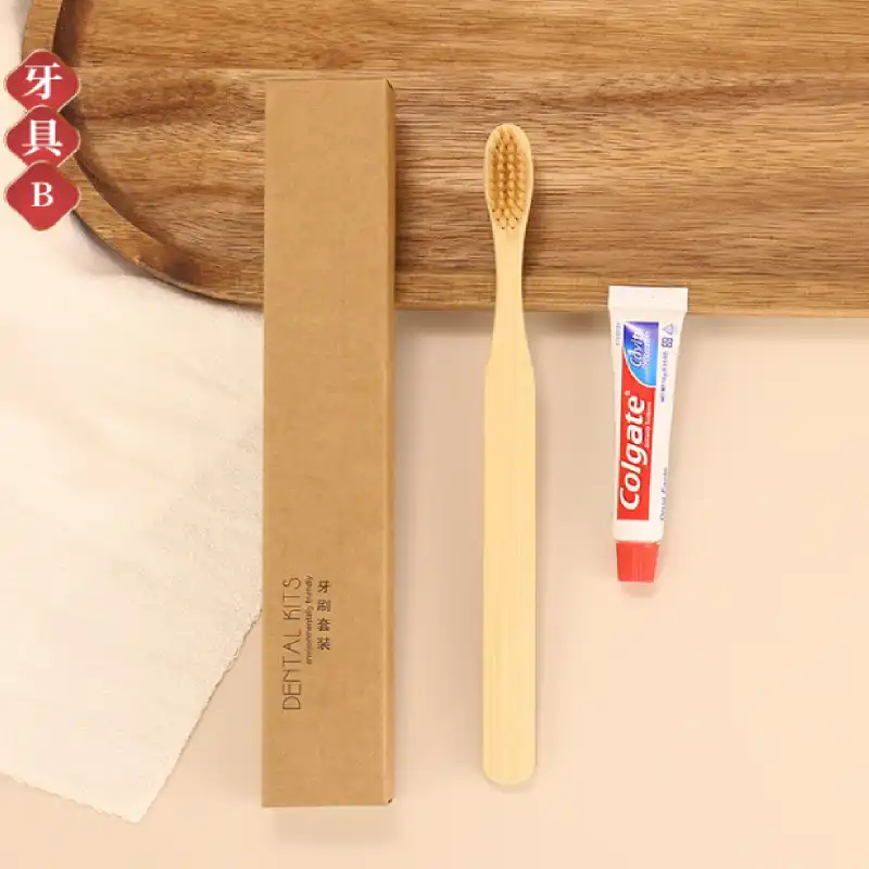 Kit dentaire jetable pour hôtel : brosse à dents en bambou et dentifrice Colgate inclus. Produit de luxe pour chambres d'hôtes (vente en gros). Quantité minimale : 10 kits. Kit dentaire jetable pour hôtel, brosse à dents en bambou avec dentifrice Colgate, ensemble de bienvenue de luxe pour chambres d'hôtes (vente en gros), quantité minimale de commande : 10 ensembles