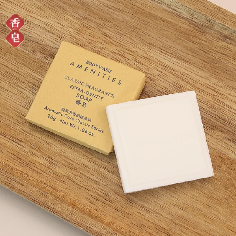 Savon jetable pour hôtel _ Savon parfumé pour chambre d'hôtes 20 g, emballage en papier kraft, vente en gros, quantité minimale de commande : 10 pièces Savon jetable pour hôtel 20 g, mini-savon pour chambre d'hôtel, emballage papier kraft, vente en gros d'articles de toilette pour hôtels, quantité minimale de commande : 10 pièces