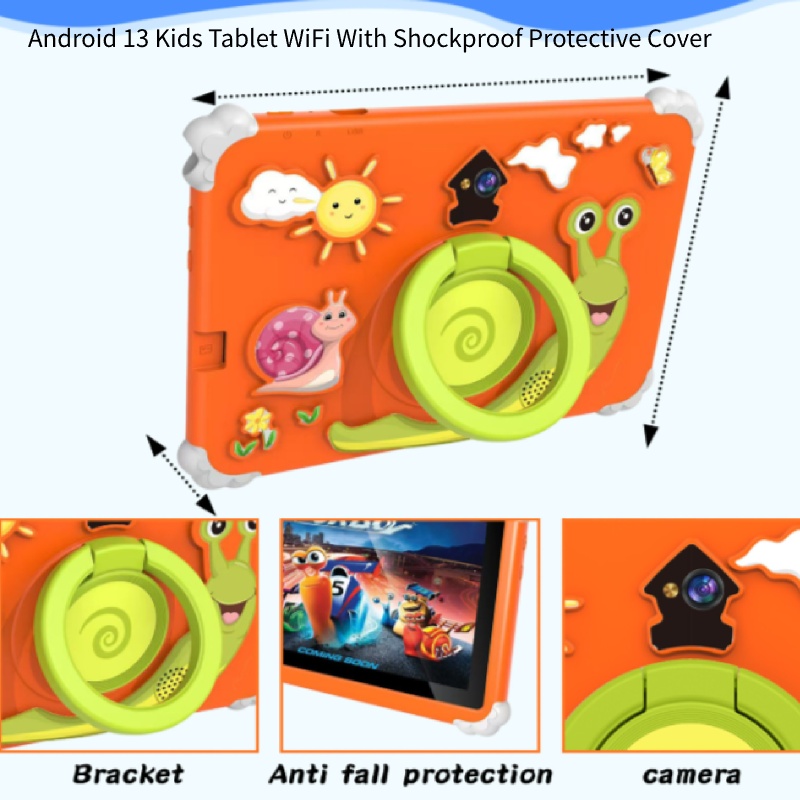 Kids Android Learning Tablet with Cartoon Shockproof Bracket Case, 7-9h Battery Life, Custom US EU UK AU Plug for B2B Export WiFi Kids Learning Tablet Android 13, Shockproof Case, 7-9 Hours Battery, Custom Plug US EU UK AU, Wholesale
