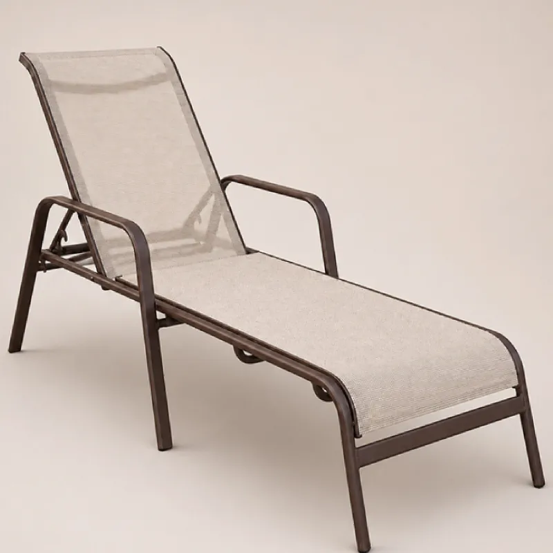Textilene Outdoor Sun Lounger, Aluminum Frame Adjustable Backrest Chaise for Pool, Patio B2B Supply Aluminum Textilene Chaise Lounge 168*50*90cm, Adjustable Backrest Pool Beach Sun Lounger Wholesale